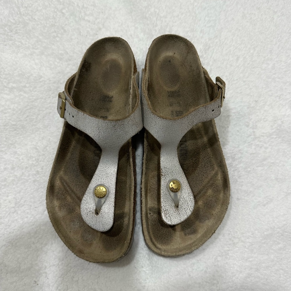 Birkenstock Gizeh Sandals Washed Metallic Silver - Picture 3 of 7